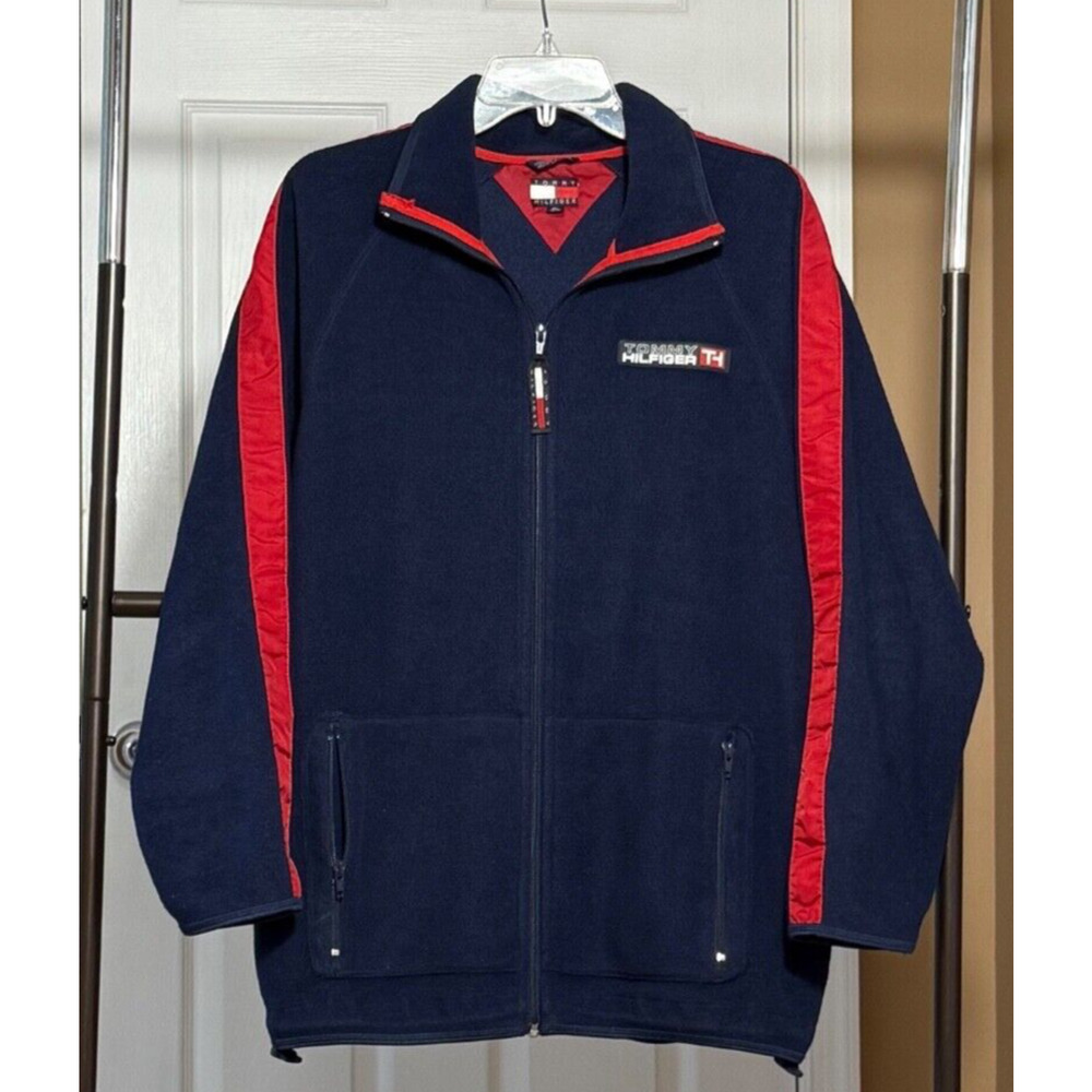 Vintage Tommy Hilfiger Fleece Womens Jacket Zip Pockets Y2K Size XL